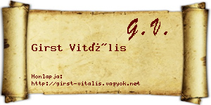 Girst Vitális névjegykártya